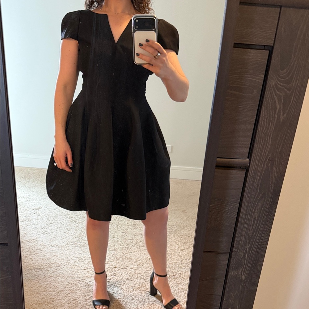 Halston Black Cap Sleeve Mini Dress